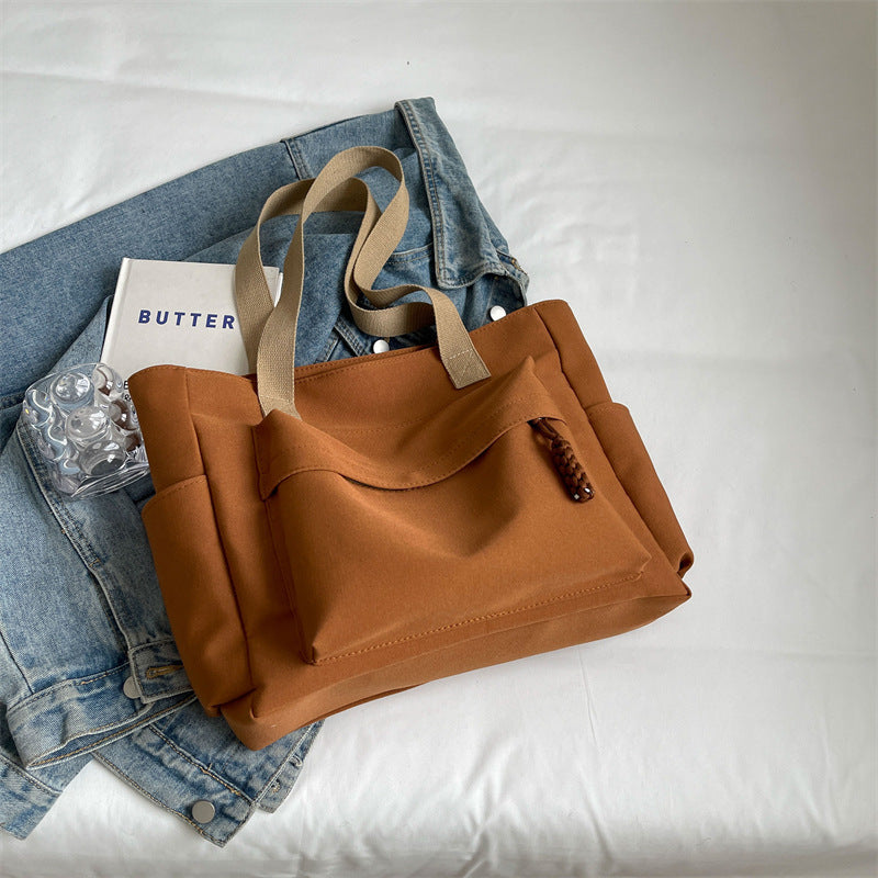Women Casual Solid Color Large Capacity Tote Bag