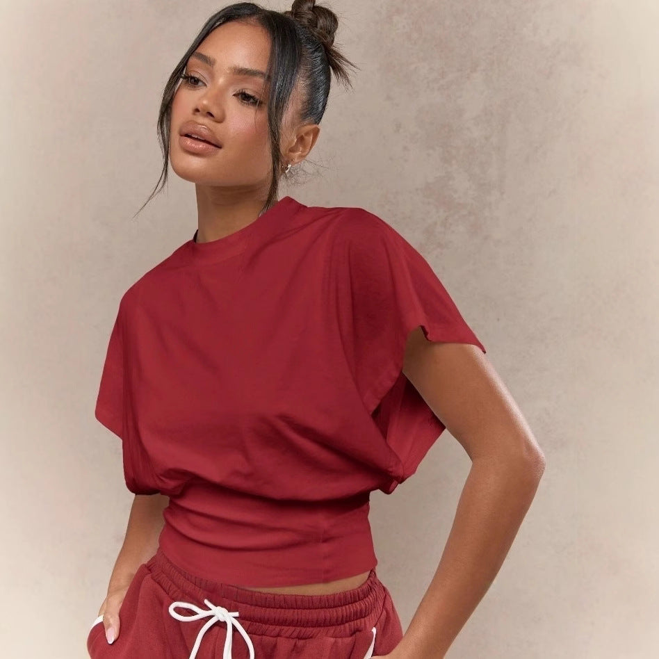 Women Fashion Casual Solid Color Short-Sleeve T-Shirt