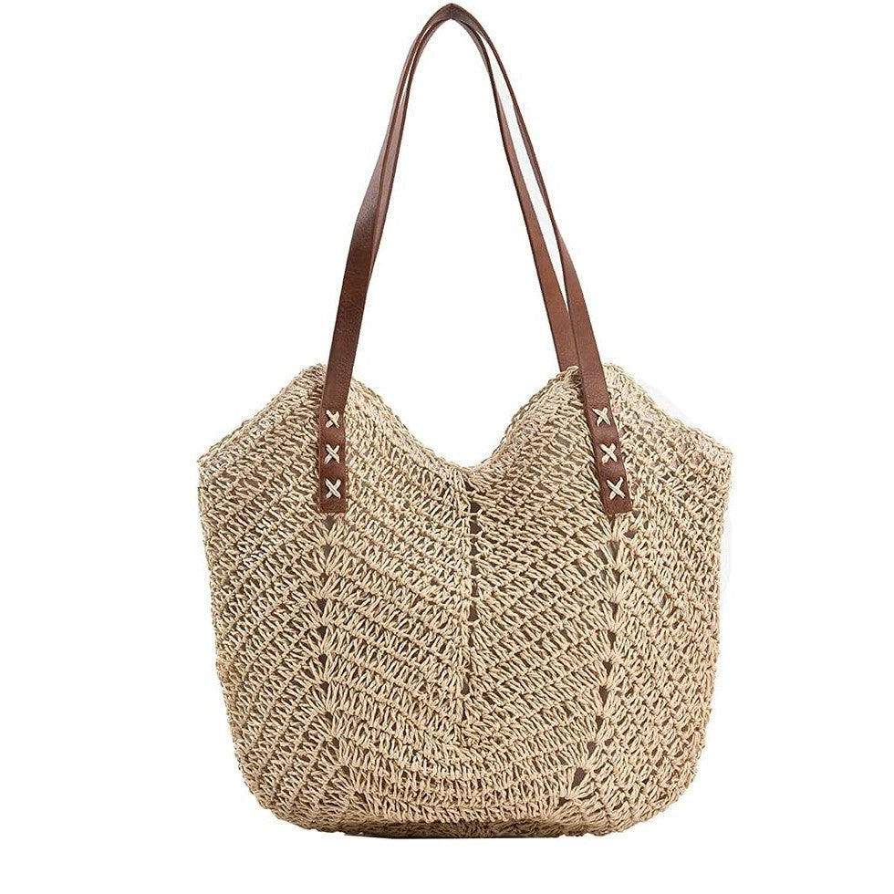 Women Fashion Casual Straw Woven Large Tote Bag