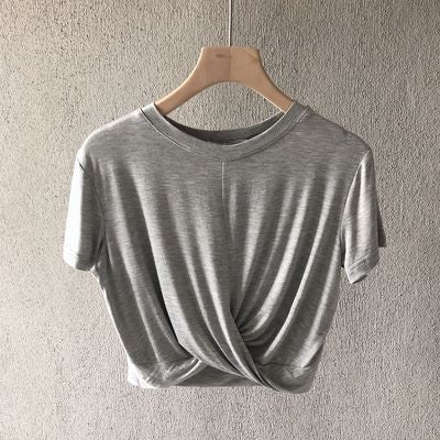 Summer Casual Basic Solid Color Short Sleeve Blank T-Shirt