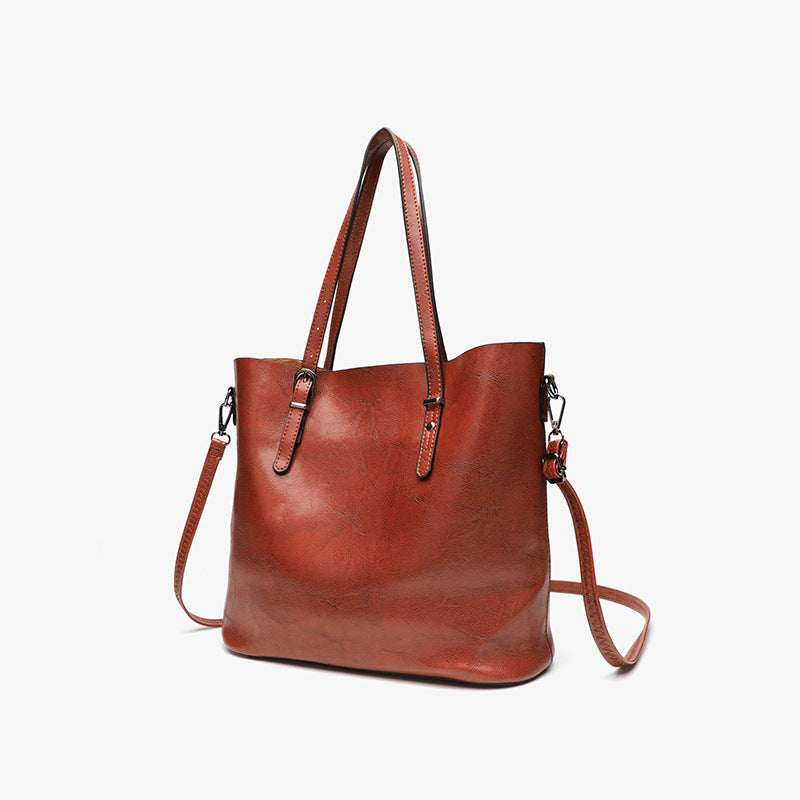 Vintage Style Oil Wax Leather Tote Bag