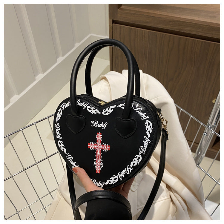 Studded Gothic Punk Heart Shoulder Bag