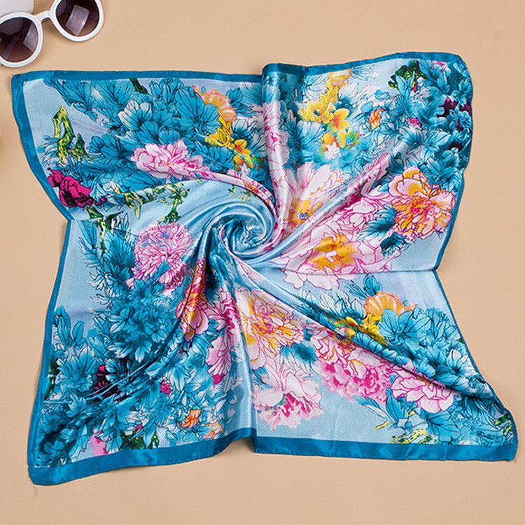 Foulard carré en imitation soie imprimé pour femme