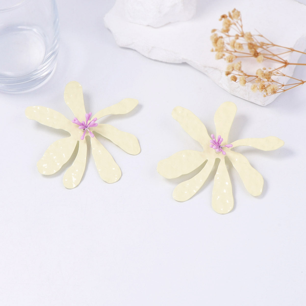 Personalized Exaggerated Metal Floral Earrings - Unique Flower Style Jewelry