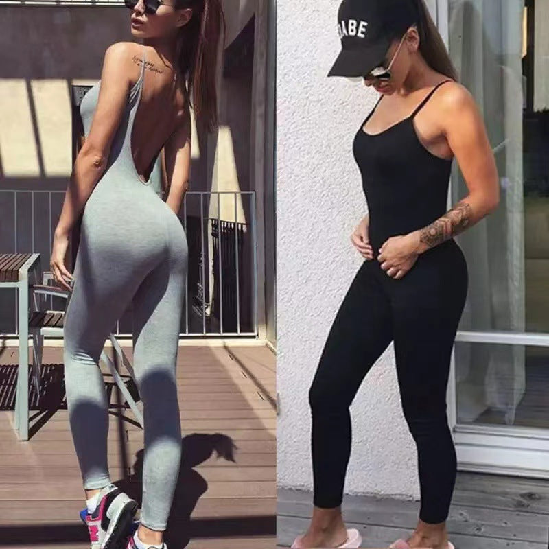 Combinaison de sport dos nu sans manches pour femme