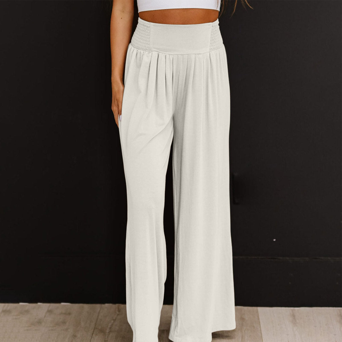 Women Casual Solid Color Cotton And Linen Pants