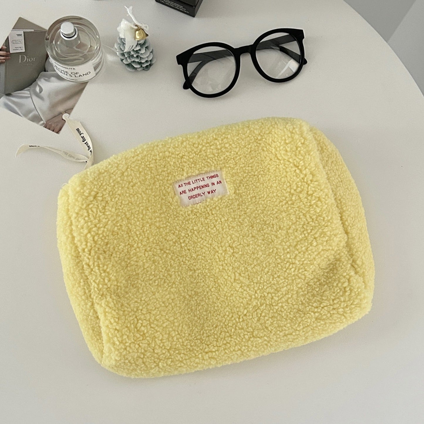 Bolsa de cosméticos portátil de gran capacidad de color sólido para mujer