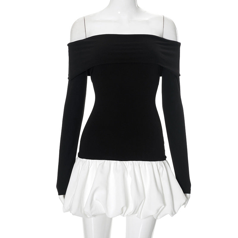 Robe sexy à manches longues et épaules dénudées pour femme