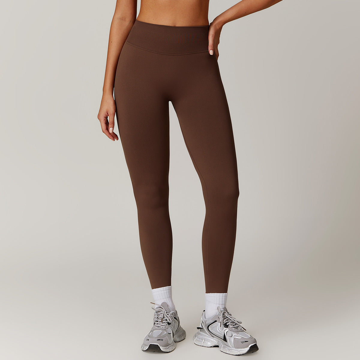 Leggings de sport taille haute de couleur unie pour femmes