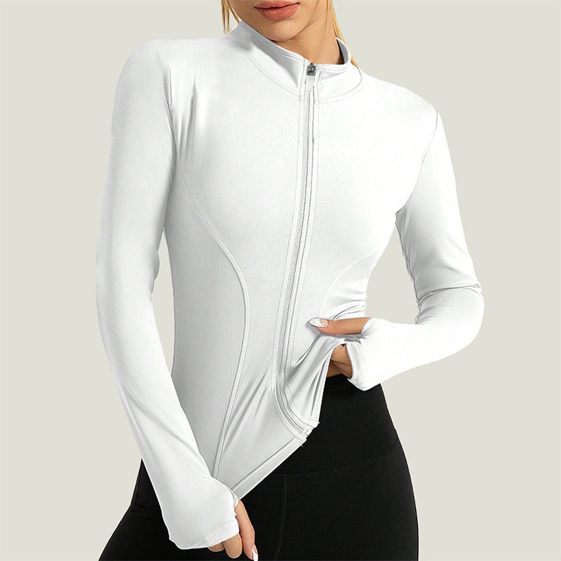 Women Fashion Casual Solid Color Long Sleeve Yoga Jacket