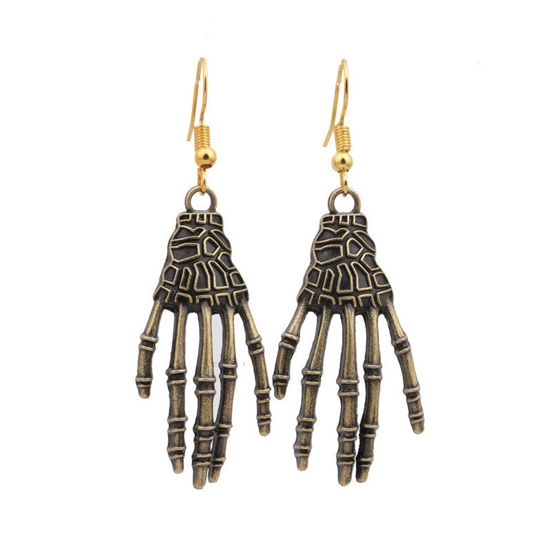 Pendientes de calavera exagerada para nudillos de Halloween para mujer