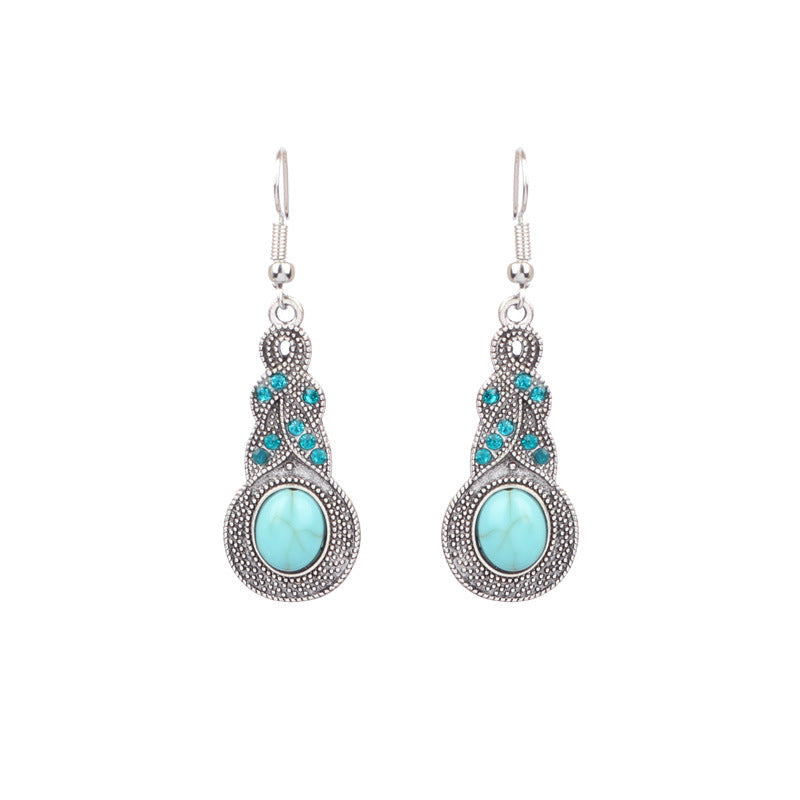 Conjunto de pendientes turquesa retro de estilo étnico bohemio
