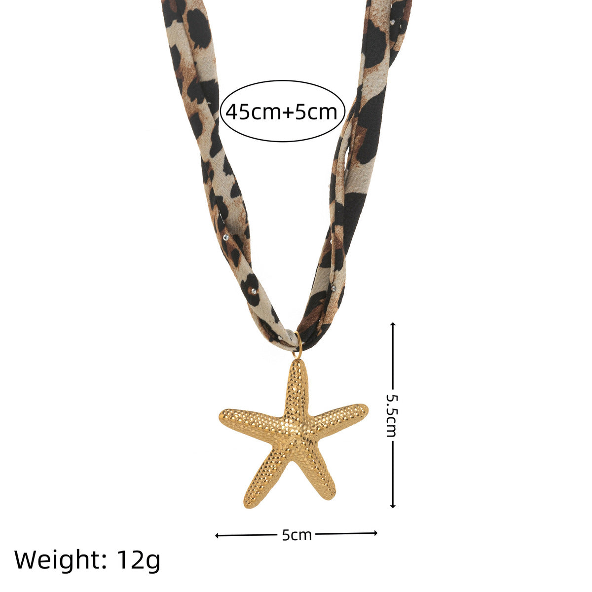 Women Fashion Leopard Starfish Pendant Sea Necklace