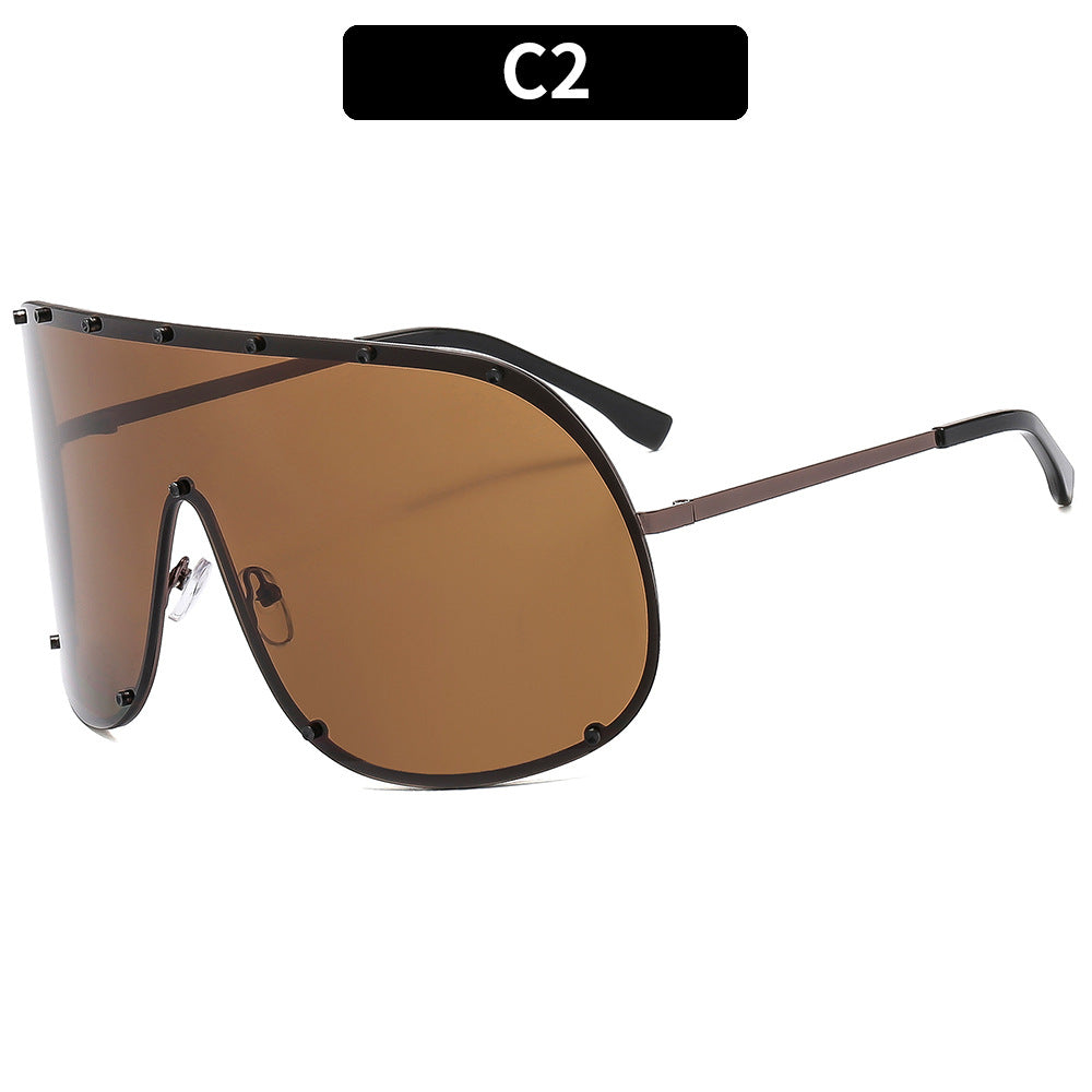 Fashion Large Frame Sunglasses - Metal Oval Style