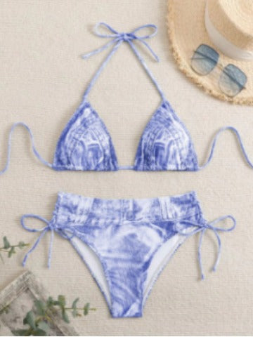 Bikini sexy con cuello halter y estampado a la moda para mujer