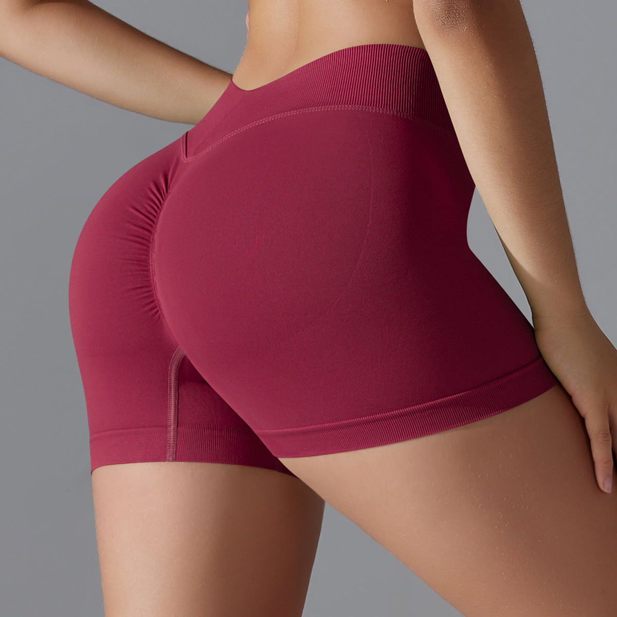 Pantalones cortos deportivos de yoga de color sólido sin costuras sexys para mujer