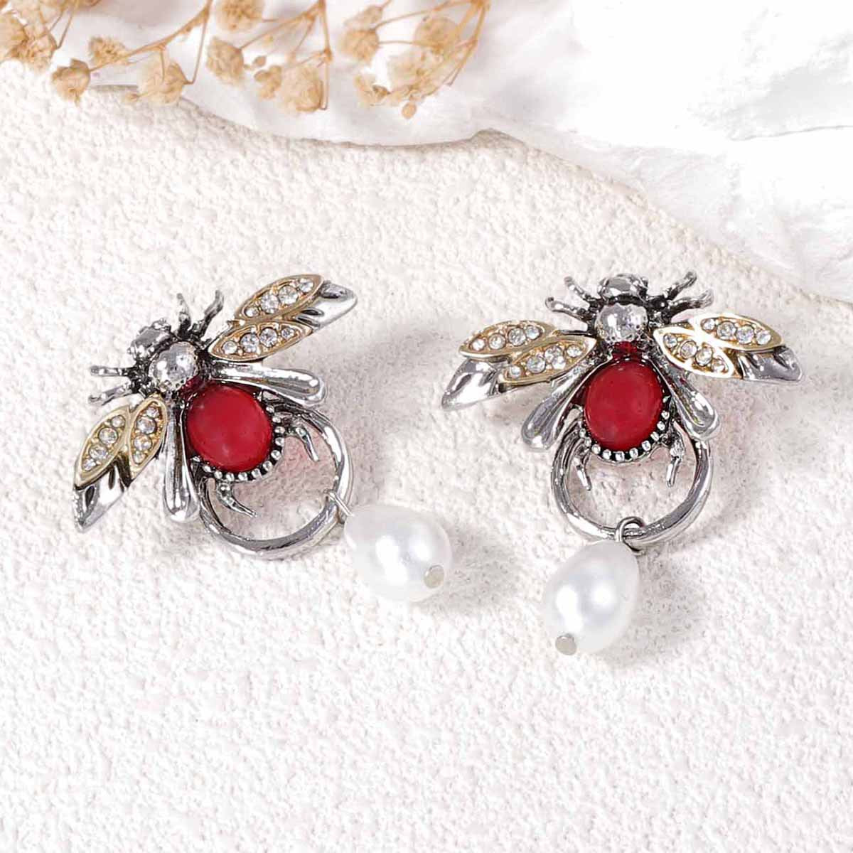 Women Fashion Retro Insect Water Drops Earrings