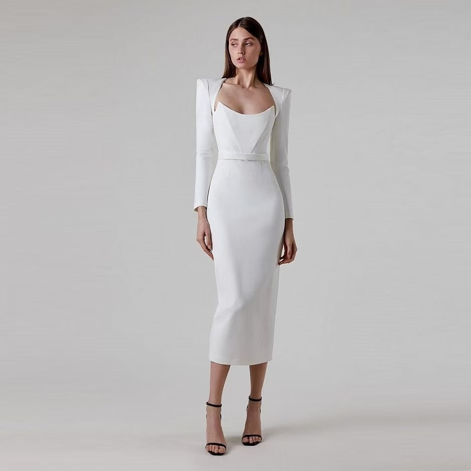 Vestido ajustado de manga larga a la cadera para mujer