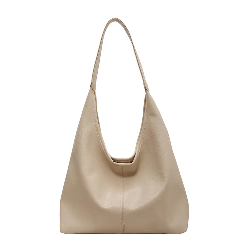 Bolso de mano informal de piel sintética de color liso para mujer