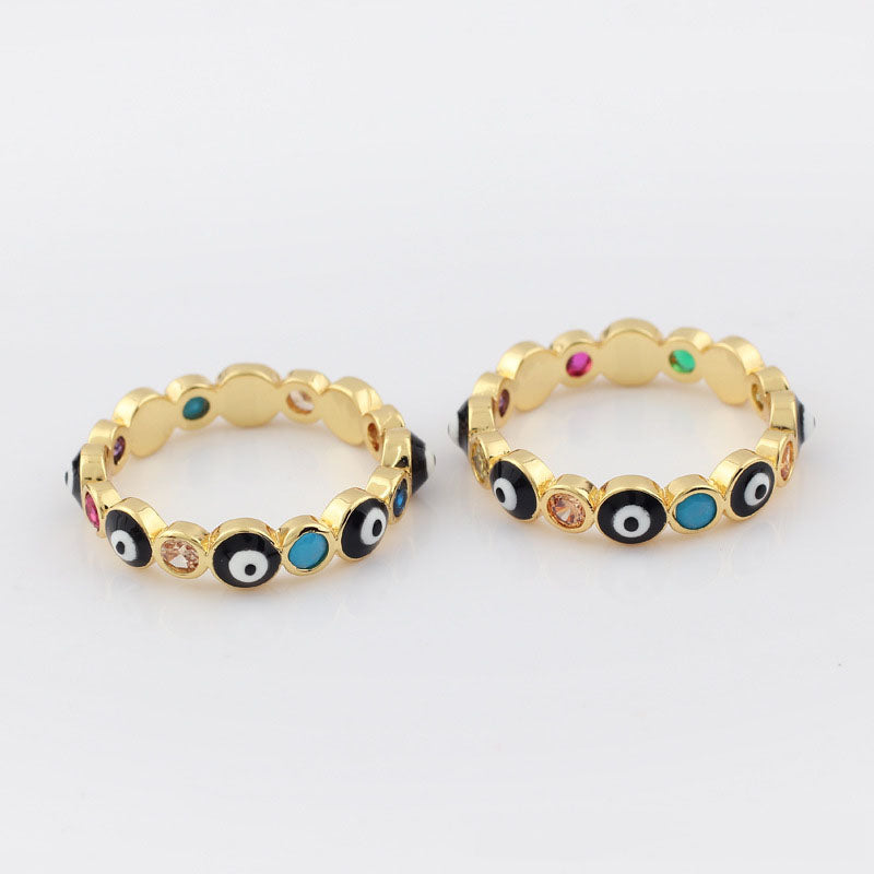 Simple Evil Eye Design Enamel Alloy Ring