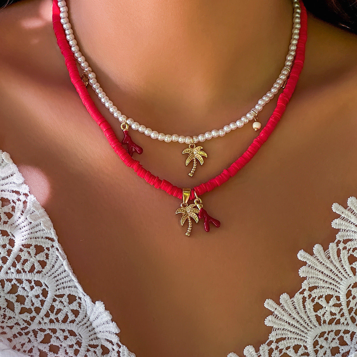 Collar multicapa sencillo con girasoles bohemios para mujer