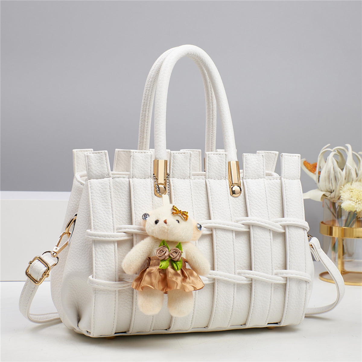 Sac fourre-tout tissé à la main de grande capacité, décontracté et tendance, couleur unie, pour femmes