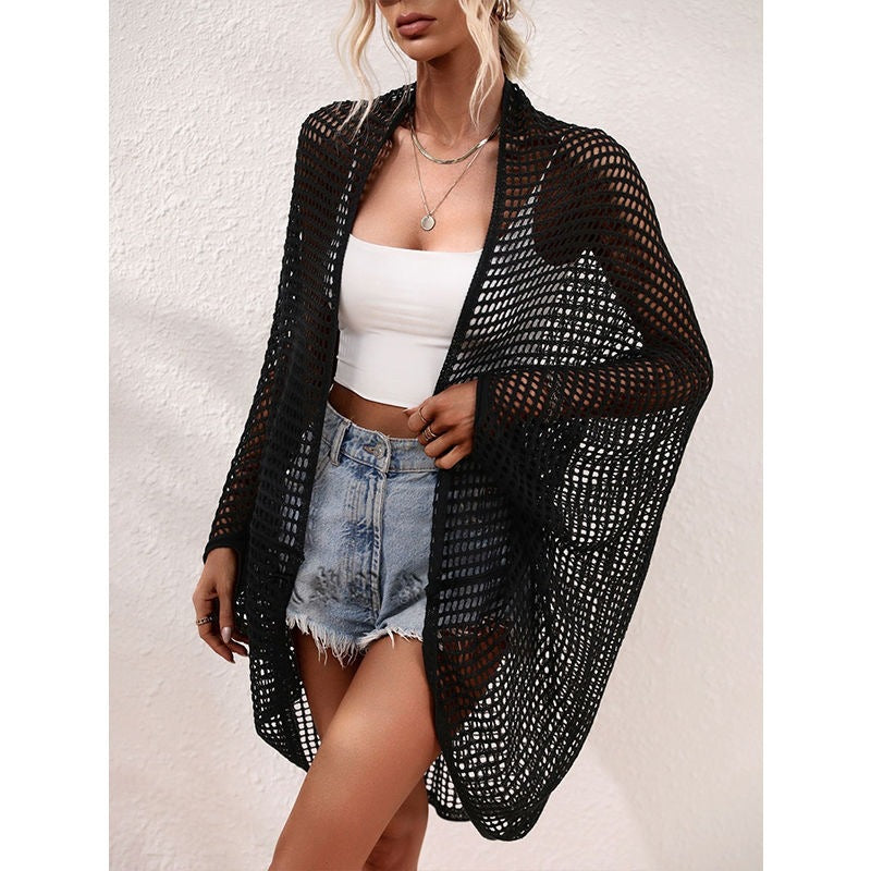 Women Fashion Vacation Hollow-Out Knitted Swimsuit Cover-Up