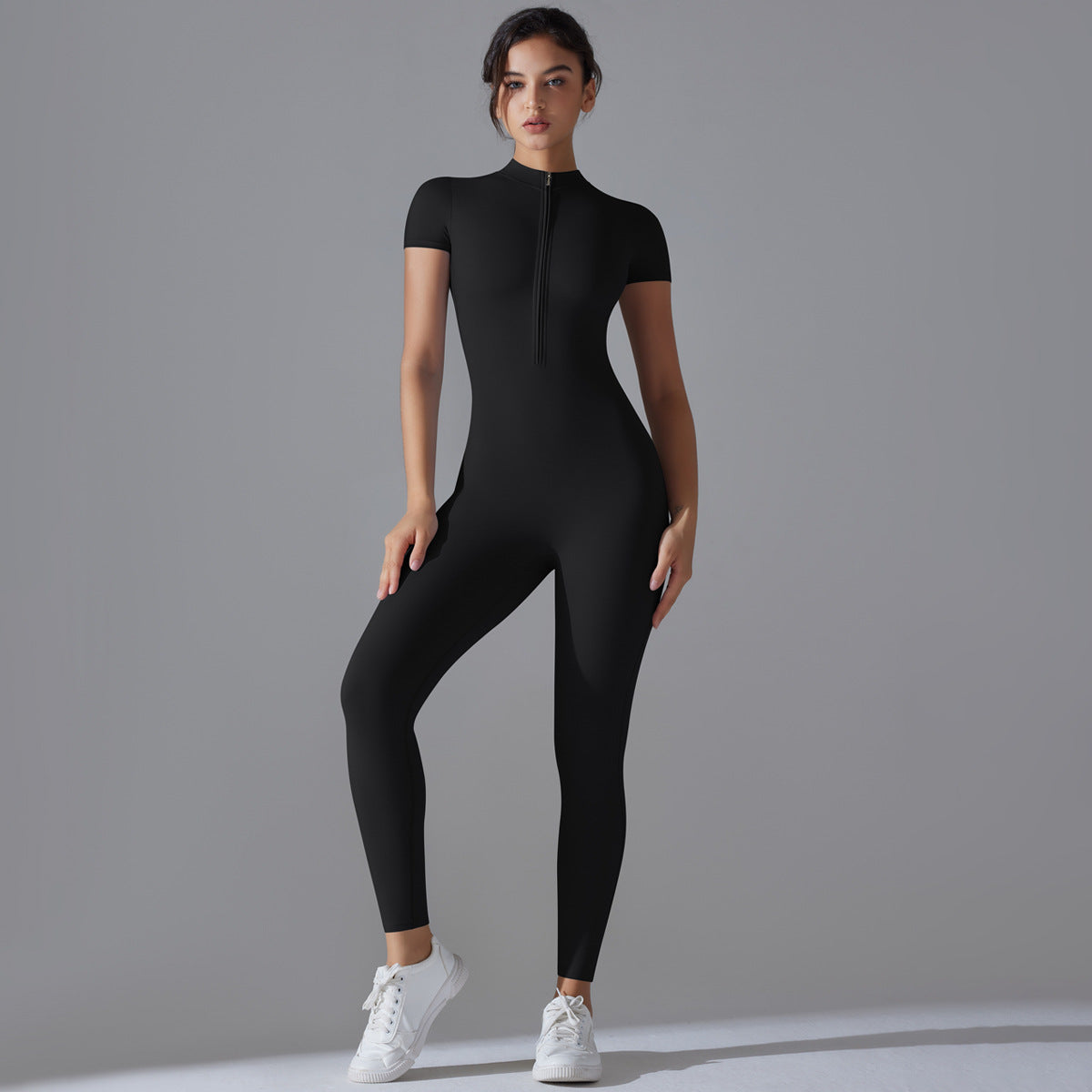 Breathable Women Fashion Casual Zipper Yoga Jumpsuit