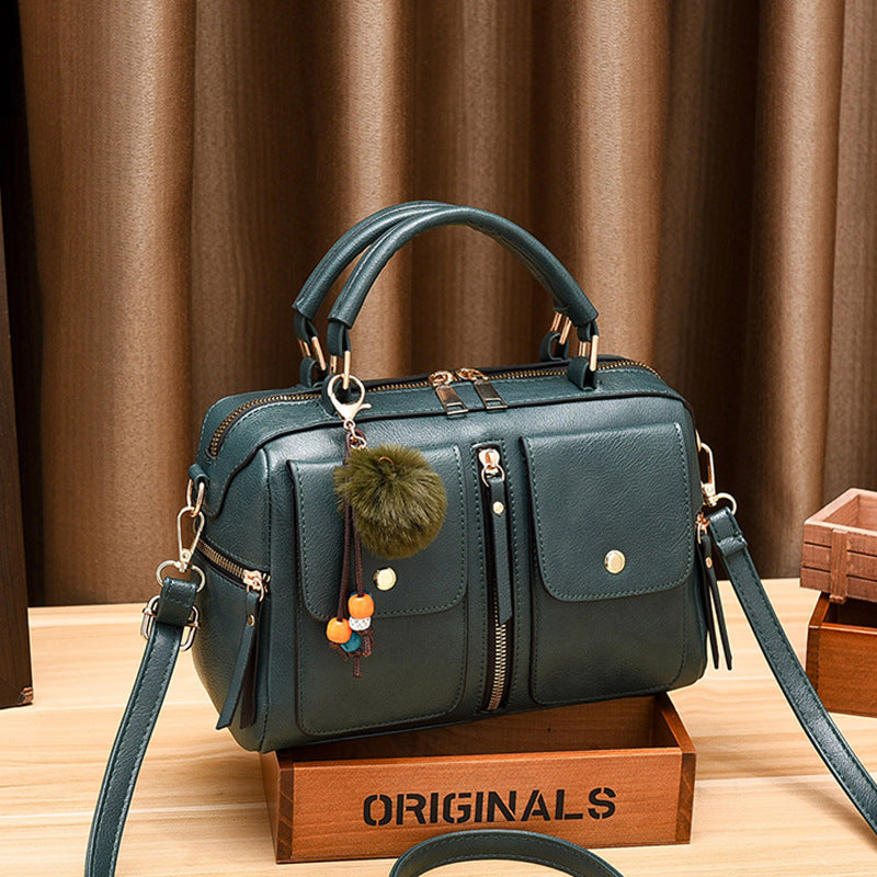 Sac à main décontracté en cuir PU de couleur unie avec fermeture éclair pour femme
