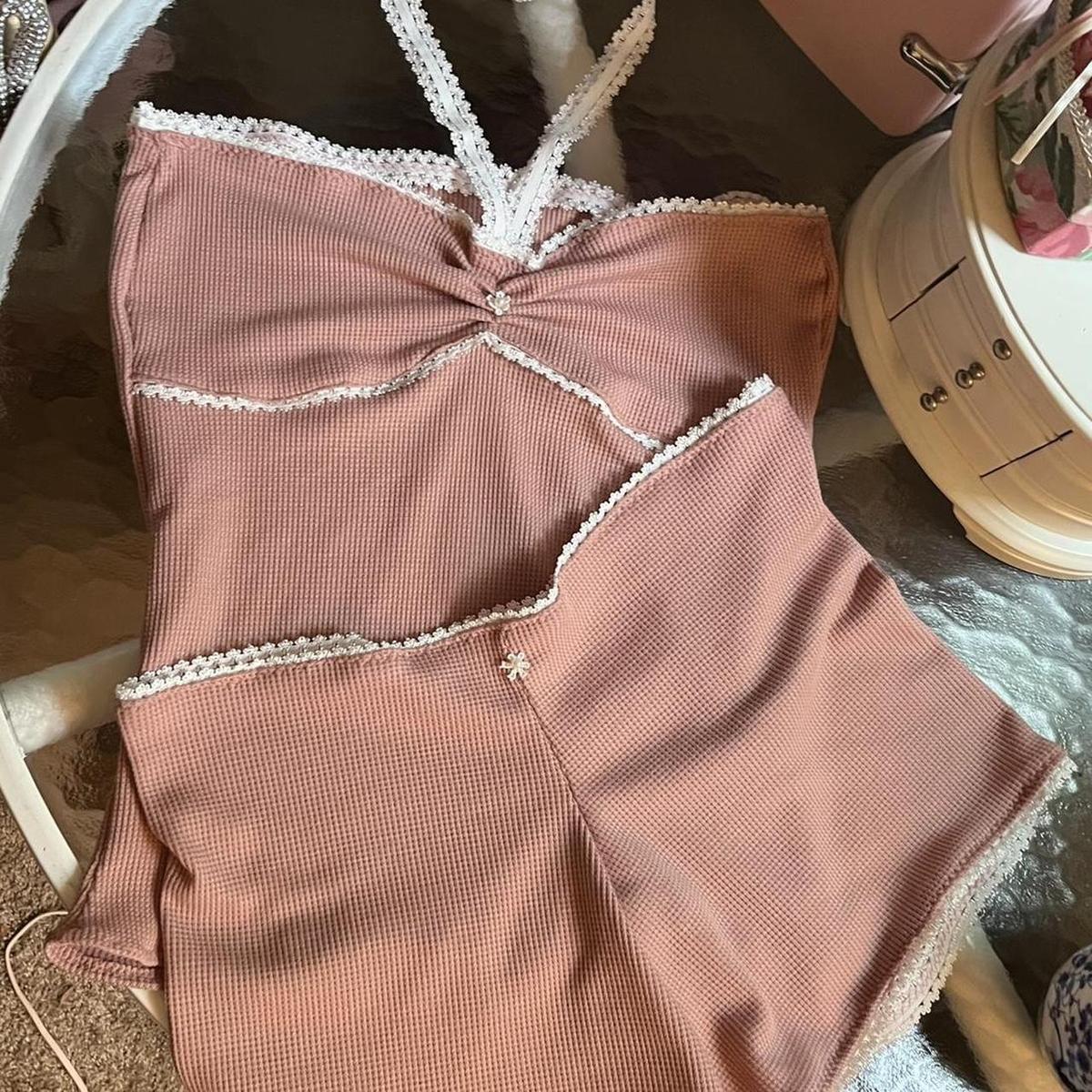 Ensemble haut tube et short en dentelle de couleur unie pour femme