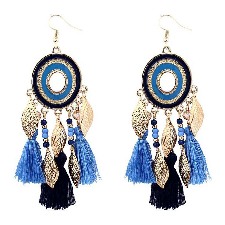 Pendientes con borlas retro de estilo étnico bohemio