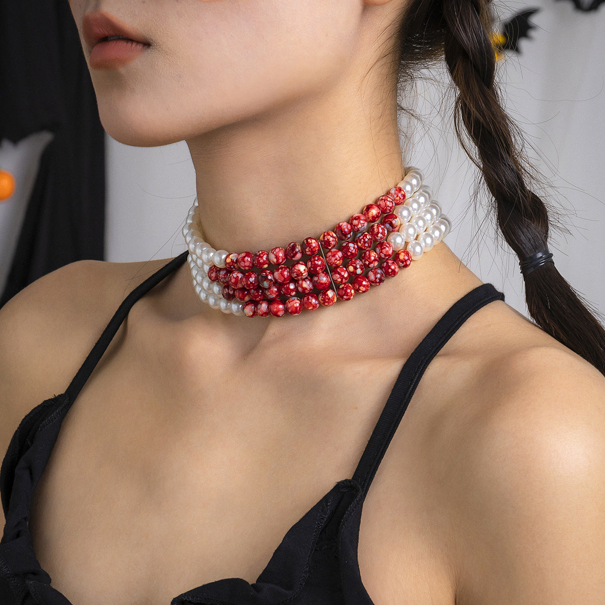 Women Fashion Exaggerated Gothic Blood Drops Necklace