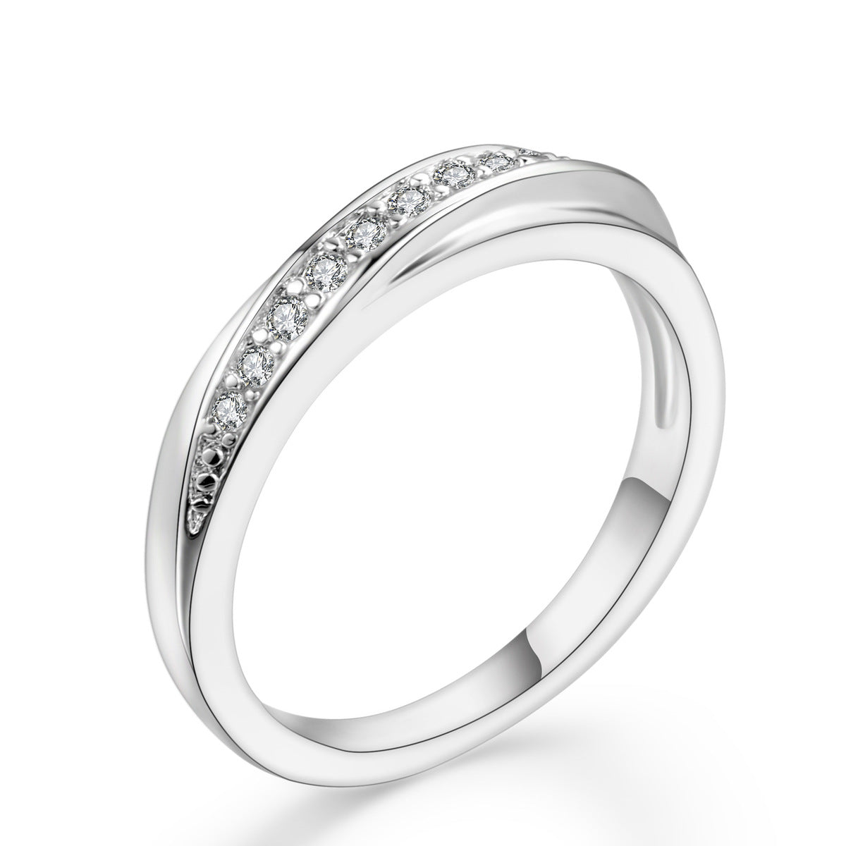 Anillo de circonita microincrustada simple de moda para mujer