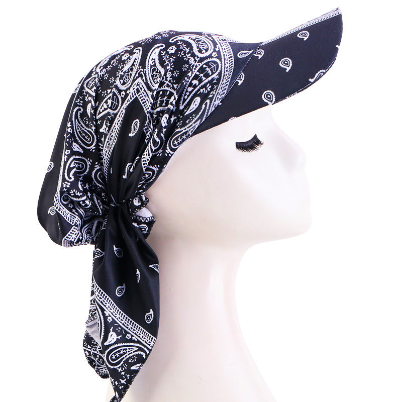 Women Casual Cashew Printed Long Lace-Up Hat