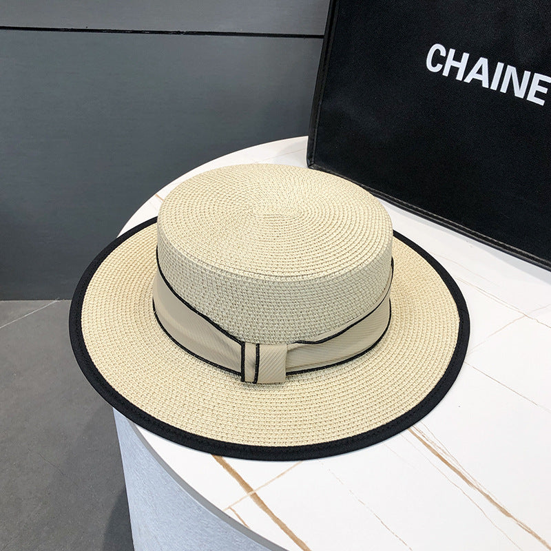 Elegante sombrero de paja plano para el sol