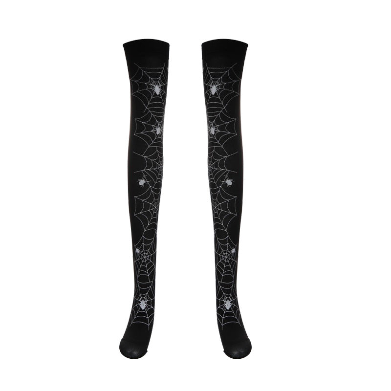 Women Funny Halloween Skeleton Bat Spider Web Stockings