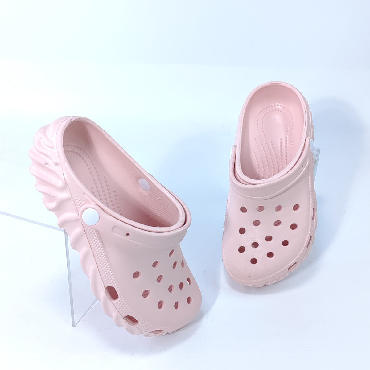 Zapatos casuales de suela gruesa con agujeros antideslizantes y colores contrastantes para mujer