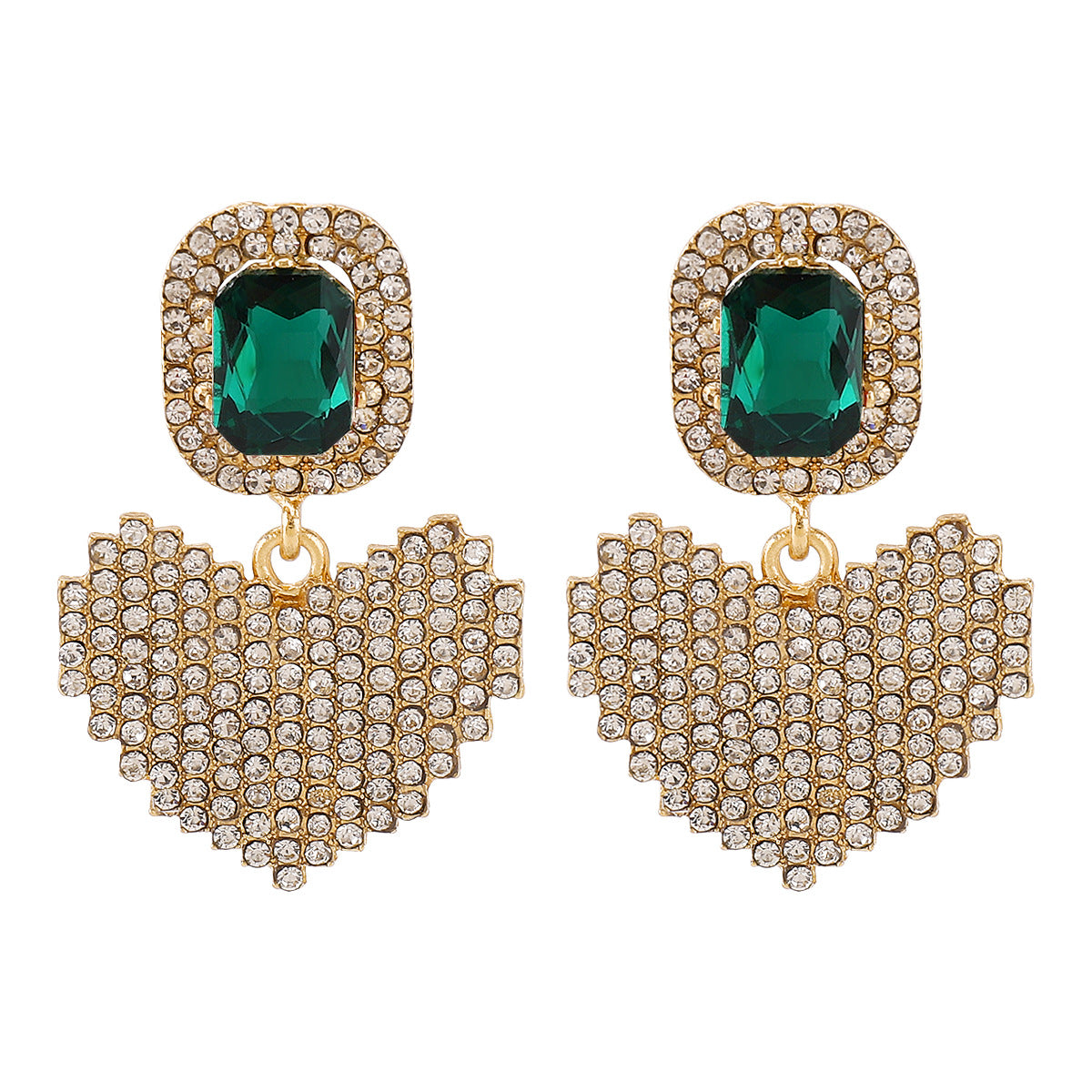 Exaggerated Love Rhinestone Pendant Earrings