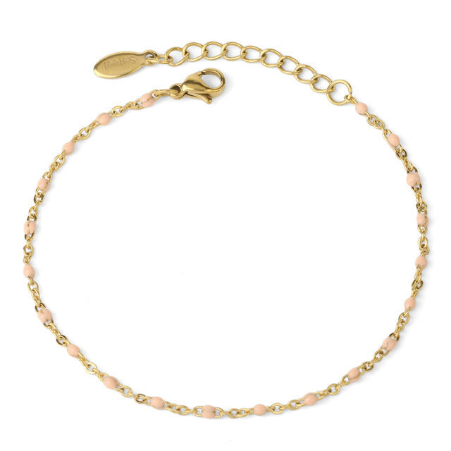Women Bohemian Simple Mini Beads Stainless Steel Bracelet
