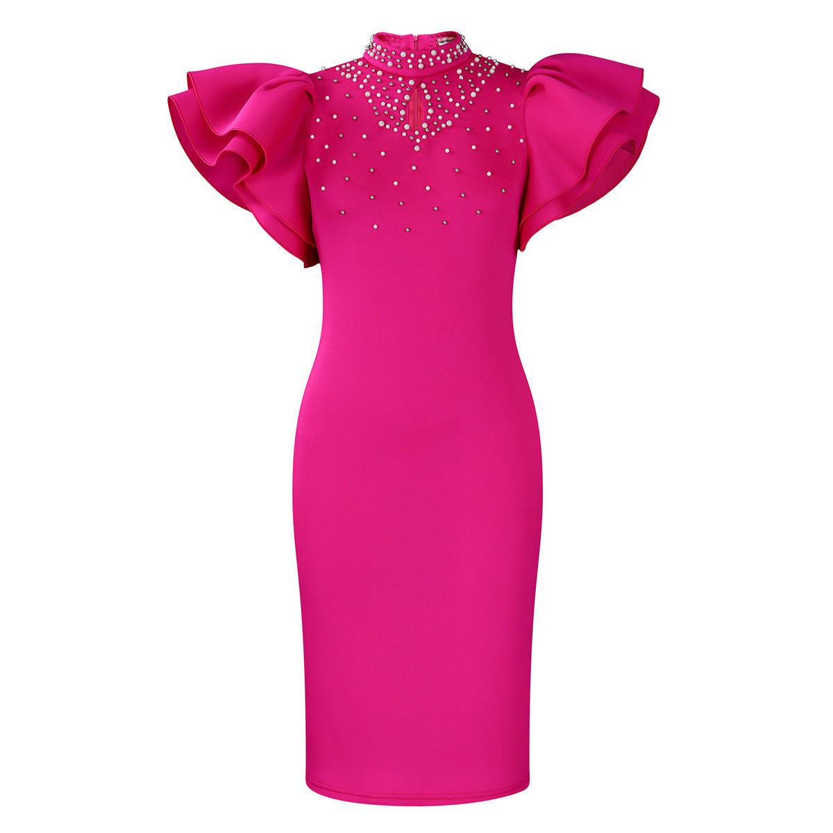 Women Fashion Elegant Plus Size Solid Color Dress