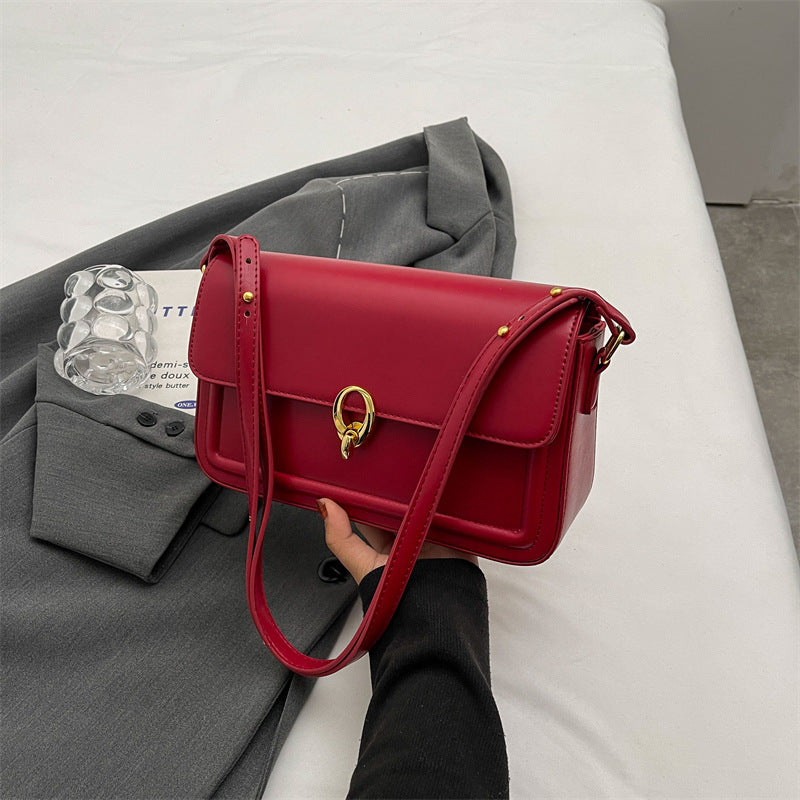 Fashion Solid Color Flip Square Shoulder Bag