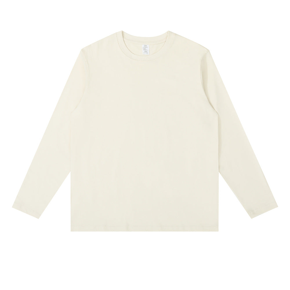 Camiseta informal de manga larga en blanco de color liso para hombre y mujer