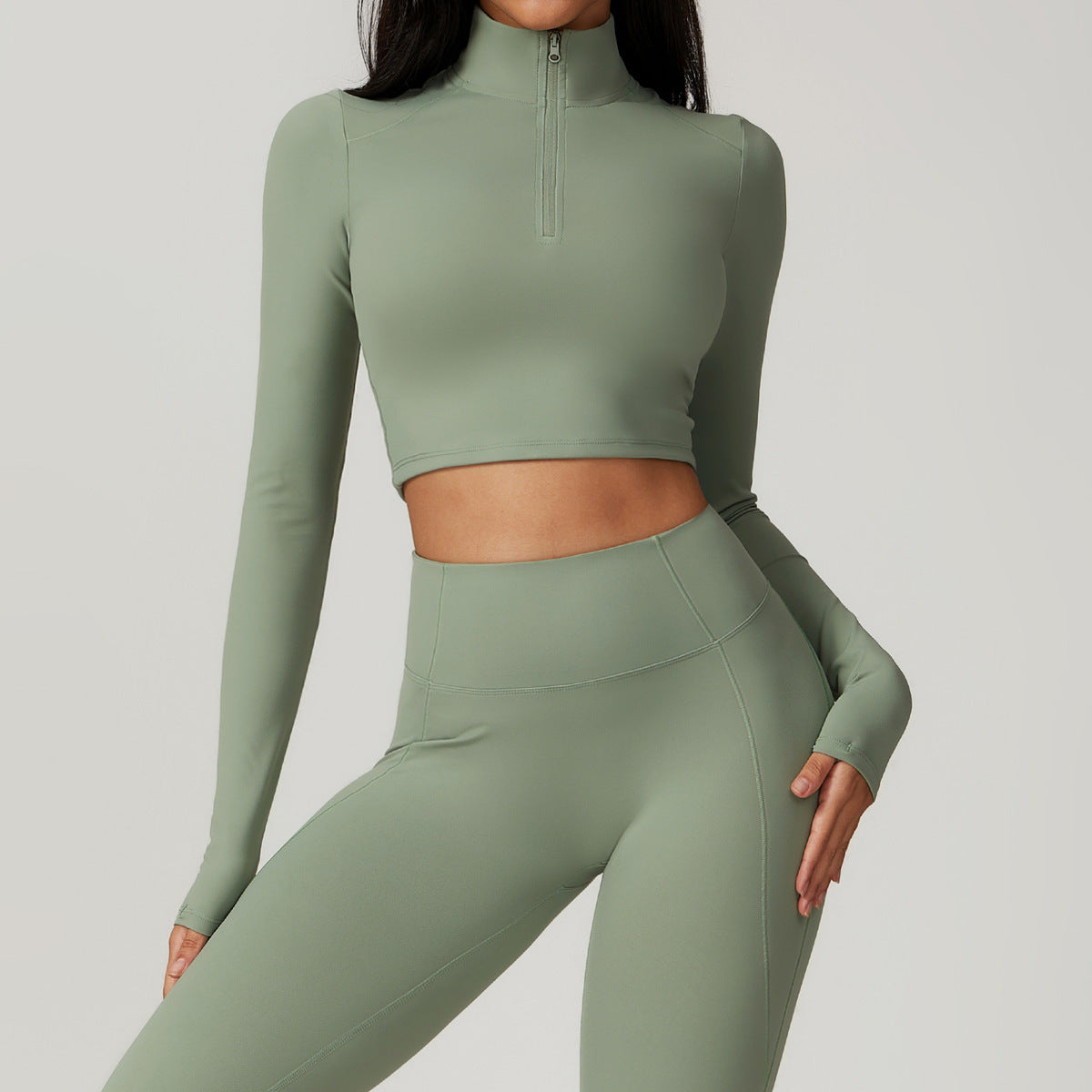 Women Casual Long Sleeve Yoga Top Cotton Polyamide Blend