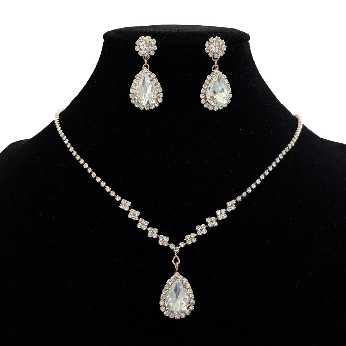Women Fashion Elegant Simple Earrings Necklace Two-Piece Set