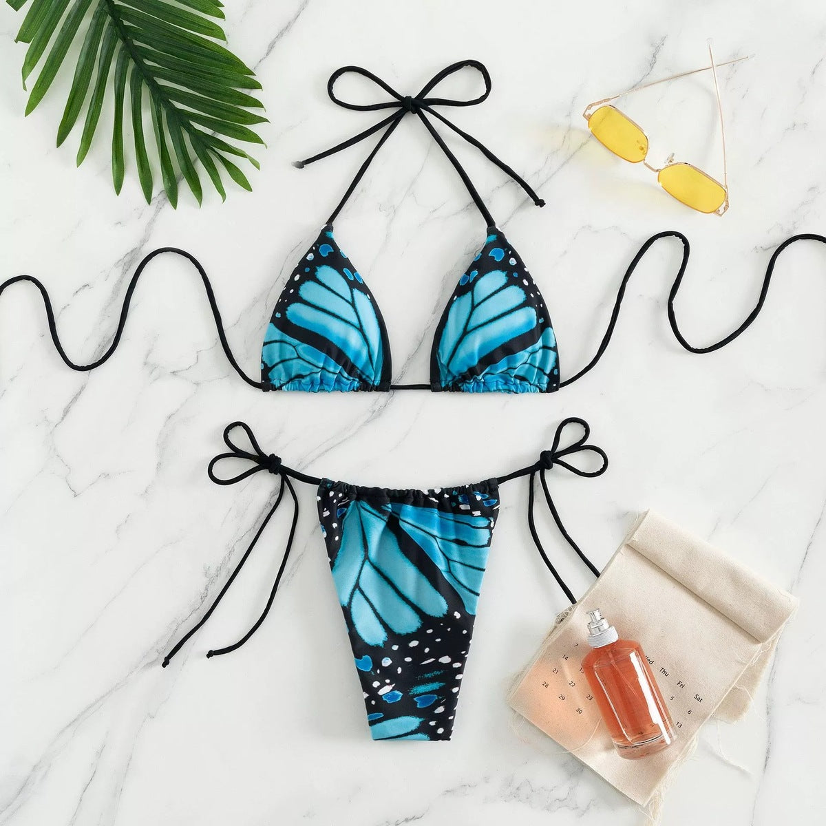 Women Fashion Sexy Butterfly Printed Halter-Neck Bikini