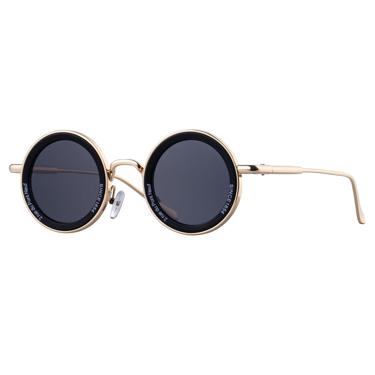 Lunettes de soleil rondes classiques à monture métallique pour hommes, couleurs unies