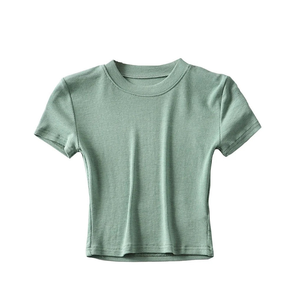 Summer Women Casual Solid Color Blank T-Shirt