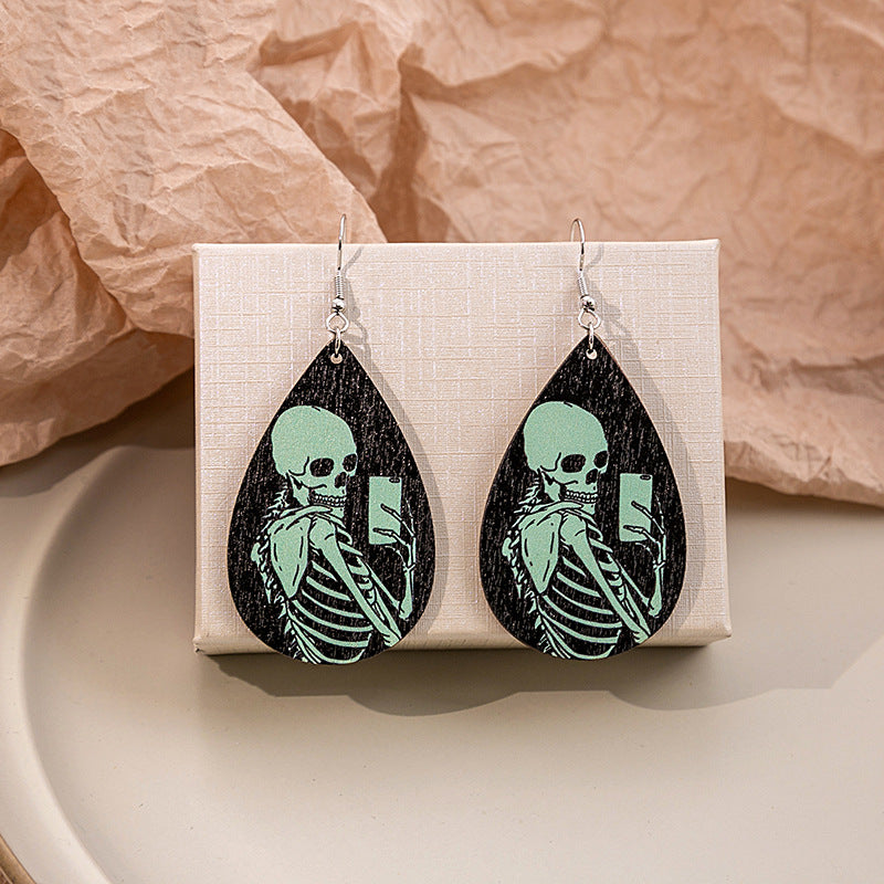 Halloween Women Cartoon Ghost Skull Earrings Alloy Jewelry