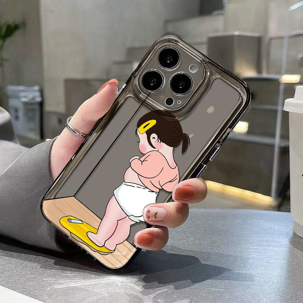 Funda transparente con estampado todo incluido para teléfono de chica de moda