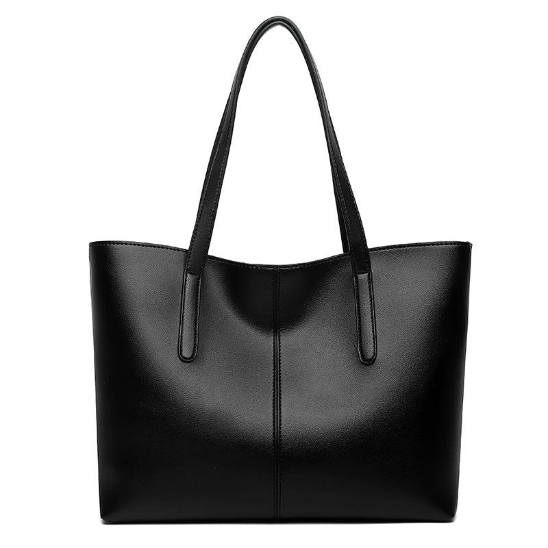 Sac fourre-tout en PU de grande capacité pour femme, couleur unie, avec fermeture éclair